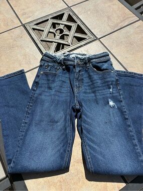 KanCan Women's Dark Blue Distressed Boyfriend Jeans